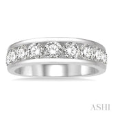 2 Ctw Channel Set 11 Stone Round Cut Diamond Wedding Band in 14K White Gold